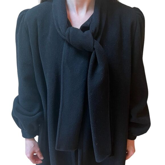 Vintage 1950’s Anglo Fabrics Black Wool Swing Coat - Picture 13 of 16